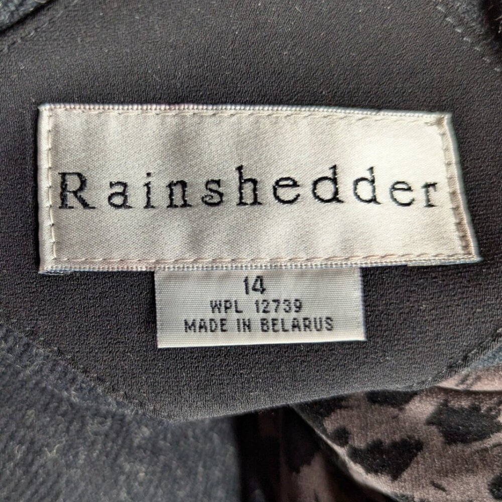 Vintage Rainshedder Elegant Black Coat with Leopard Print Accents Womens Size 14 - Picture 10 of 16